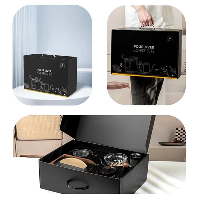 Liying V 60 Pour Over Coffee Maker Set Coffee Kettle Glass Server Glass Dripper Manual Ceramic Grinder Filter Paper with Stand for Traveling Camping Outdoor Activities Coffee maker