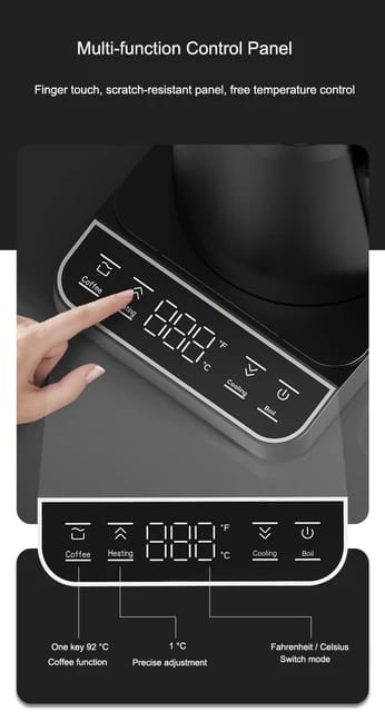 Liying Gooseneck Electric Pour Over Kettle with Temperature Control Tea and Pour Over Coffee Kettle Stainless Steel Auto Shutoff Boil Dry Protection 0.8L Matte Black Electric Kettle