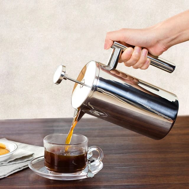 Liying 350ml French Press Coffee Maker Sturdy Insulated Coffee Press Stainless Steel Mini Camping Coffee Maker Small French Press Elegant Travel Coffee Pot 1-2 Cup Capacity Coffee maker