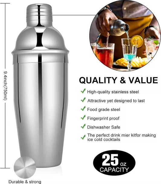 Liying Cocktail Shaker Set 20 PCS Bartender Kit with Stylish Acrylic Stand 25oz 750ml Martini Shaker Set Stainless Steel Professional Bar Tool Set Perfect Home Bartending Kit Great Gift Idea Barware Tool