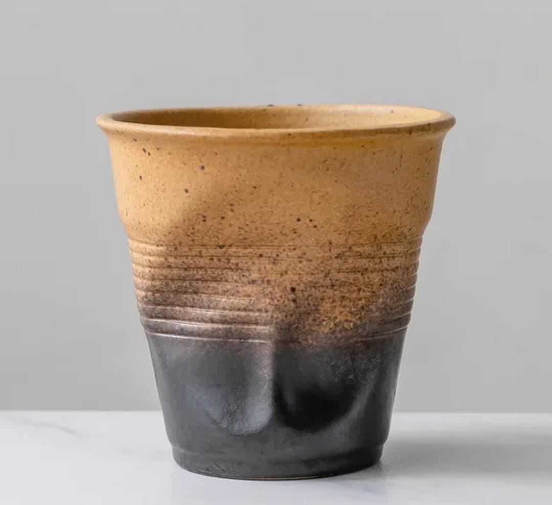 Liying Retro Ceramic Coffee Cup 75ml Handmade Art design cup for coffee Cappuccino Tea Brown Cups