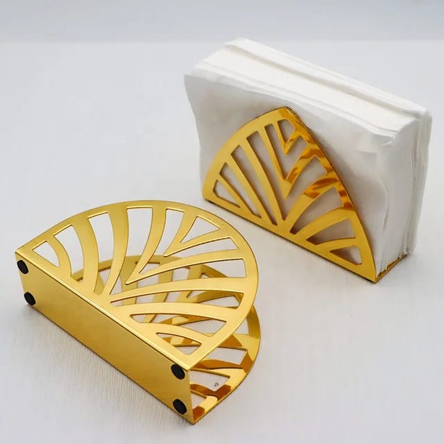 Liying Stainless Steel Curved Napkin Holder 13cm x 9cm x 4cm Hollow out Design for Kitchen Home Restaurant Gold Dispensers and storage Organizer