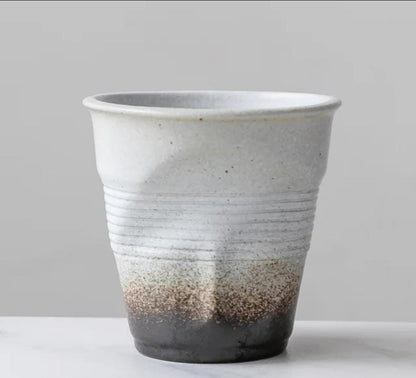 Liying Retro Ceramic Coffee Cup 75ml Handmade Art design cup for coffee Cappuccino Tea White Cups