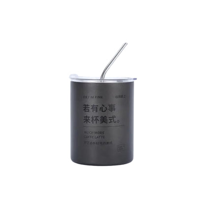 Liying 375ml Stainless Steel Coffee Tumbler with Straw and Lid Sealed Carry on Glass Iced Coffee Cup Leak Proof Tumbler Cup Reusable Smoothie Mugs for Cold  Hot Drinks Coffee Tea Grey Drinkware