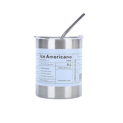 Liying 375ml Stainless Steel Coffee Tumbler with Straw and Lid Sealed Carry on Glass Iced Coffee Cup Leak Proof Tumbler Cup Reusable Smoothie Mugs for Cold and Hot Drinks Coffee Tea Silver Drinkware