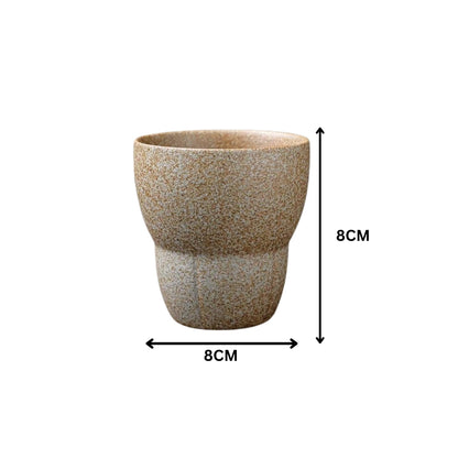 Liying Ceramic Coffee Cup Set 100ml 5 Pieces Handmade Art Design Shiny Brown with Gift Box Cups