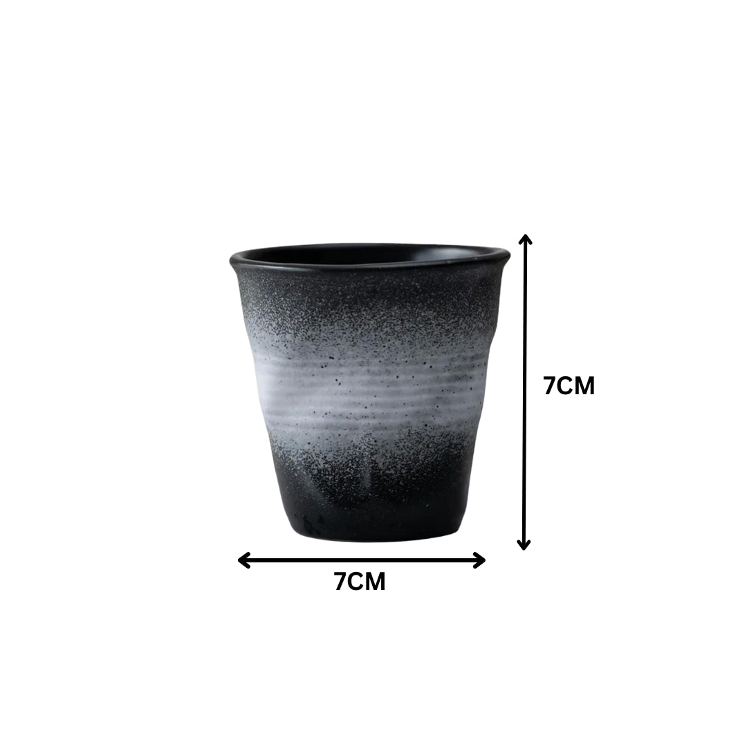Liying Retro Ceramic Coffee Cup 75ml Handmade Art design cup for coffee Cappuccino Tea white shade black Cups