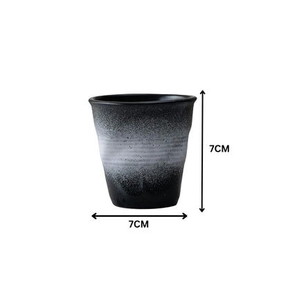 Liying Retro Ceramic Coffee Cup 75ml Handmade Art design cup for coffee Cappuccino Tea white shade black Cups