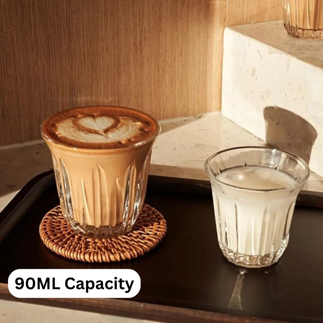 Liying Espresso Cups Set of 6 Clear Glass Cups 90ml for Coffee Milk Insulated Shot Glasses Regular Espresso Accessories for Coffee Shop Home Kitchen and bar Glass Cups