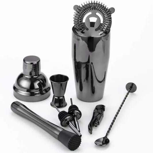 Liying 17Pcs Stainless Steel Bartender Kit with Wooden Stand include Strawx3  brush Pickx2  Spoon  Ice Tongs  Mudler Corkscrew  Jigge Liquor Pourerx3  Filter for Drink Mixing Home  Barware Tool