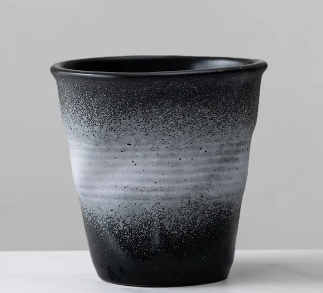 Liying Retro Ceramic Coffee Cup 75ml Handmade Art design cup for coffee Cappuccino Tea white shade black Cups