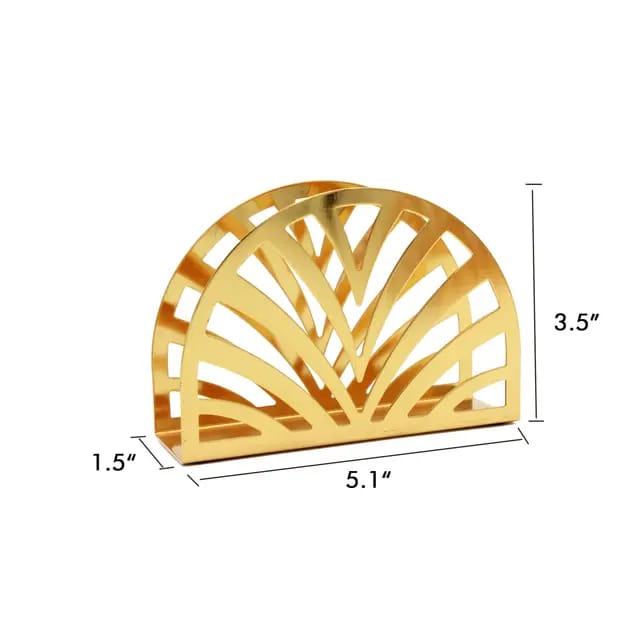 Liying Stainless Steel Curved Napkin Holder 13cm x 9cm x 4cm Hollow out Design for Kitchen Home Restaurant Gold Dispensers and storage Organizer