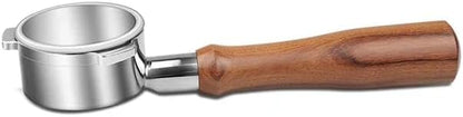 Liying 53mm Bottomless Wooden Handle Portafilter - Authentic Italian Portafilter with one pair Puck Screen with holder