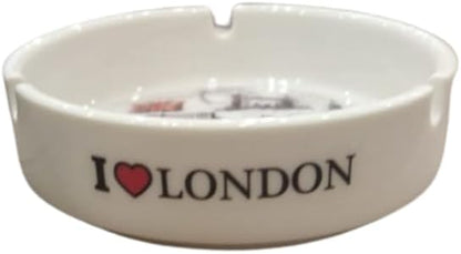 Liying London Iconic Location Designed Ceramic Glass Ashtray for Home Office Outdoor Decorative, Clear Tabletop Ashtray for Cigarettes (10cmx11cmx3cm)