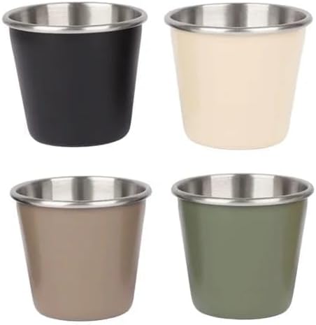 Liying 4Pcs Stainless Steel Shot Cups (250ml), Espresso shot cup, Drinking Tumbler Vessel for Coffee, Cocktail, Beer, Whiskey Water Bar Home Restaurant