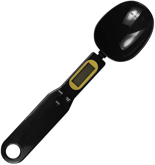 Liying Digital Measuring Spoon, Electronic Adjustable Measuring Spoon Scale 500g / 0.1g High Precision for Kitchen Gadgets Daily Meals Pet/Dog Food Measuring Scoop (Black)