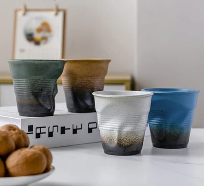 Liying Retro Ceramic Coffee Cup 75ml Handmade Art design cup for coffee Cappuccino Tea  Brown Cups