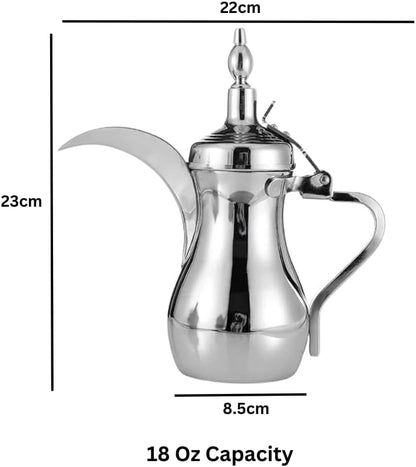 Liying Stainless Steel Arabic Coffee Pot 18 oz, Durable Coffee Maker for Kitchen, Outdoor, Camping, Backpacking, Stovetop safe (Silver)