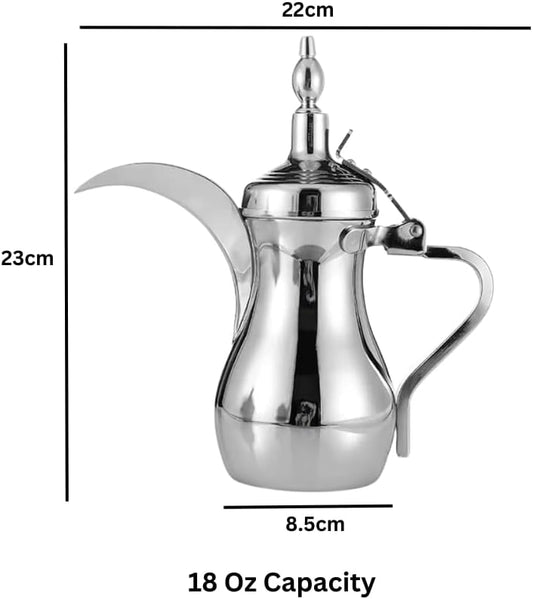 Liying Stainless Steel Arabic Coffee Pot 18 oz, Durable Coffee Maker for Kitchen, Outdoor, Camping, Backpacking, Stovetop safe (Silver)