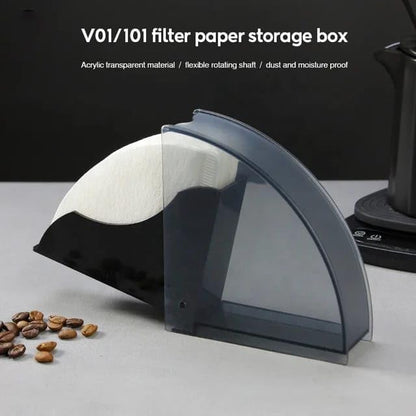 Coffee Filter Holder with Dustproof Cover, 50 Filters Capacity, for V60 and Cone Filters