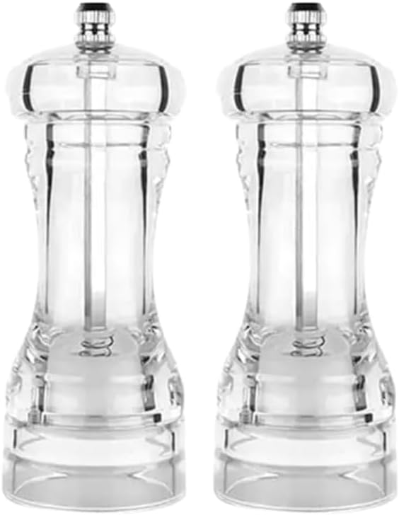 Acrylic Salt and Pepper Mills, Manual Pepper Grinder Set, 18cm x 6cm, Set of 2