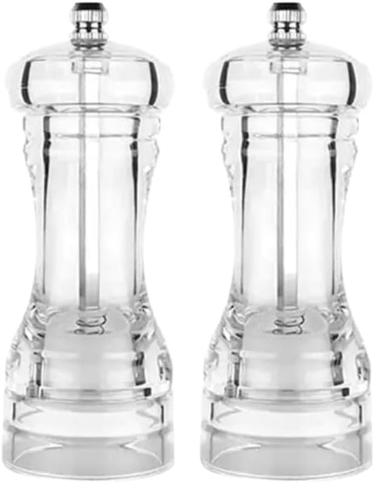Acrylic Salt and Pepper Mills, Manual Pepper Grinder Set, 18cm x 6cm, Set of 2