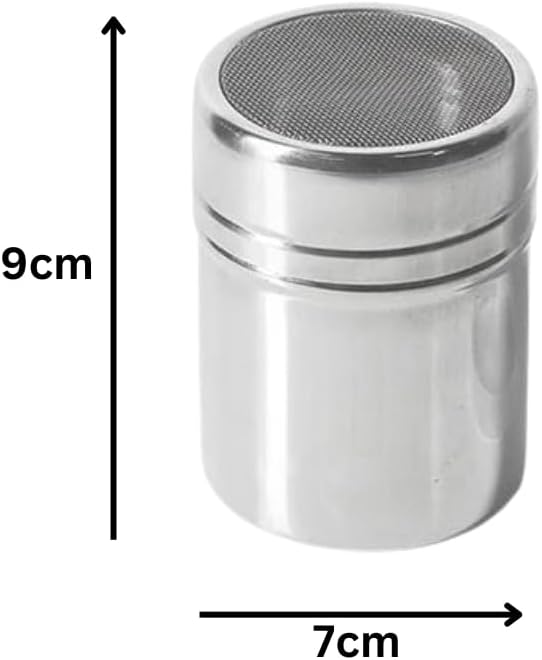 Liying 3Pcs Stainless Steel Coffee Shaker, Sugar Powder, Salt Pot Kitchen Seasoning jar for Kitchen, Coffeeshop, Restaurants, Home (B)