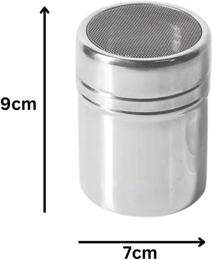 Liying 3Pcs Stainless Steel Coffee Shaker, Sugar Powder, Salt Pot Kitchen Seasoning jar for Kitchen, Coffeeshop, Restaurants, Home (B)