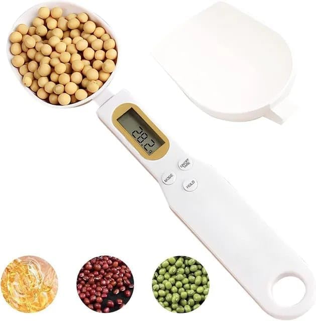 Liying Digital Measuring Spoon, Electronic Adjustable Measuring Spoon Scale 500g / 0.1g High Precision for Kitchen Gadgets Daily Meals Pet/Dog Food Measuring Scoop (White)