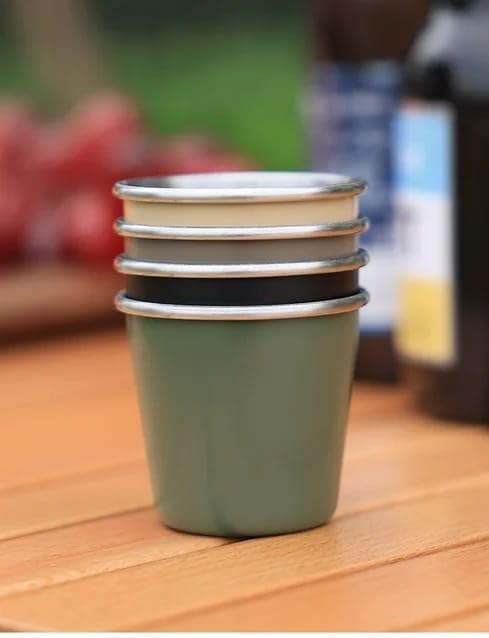 Liying 4Pcs Stainless Steel Shot Cups (250ml), Espresso shot cup, Drinking Tumbler Vessel for Coffee, Cocktail, Beer, Whiskey Water Bar Home Restaurant