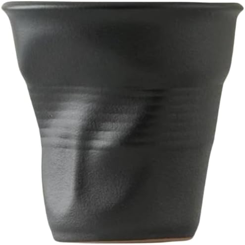 Liying Retro Ceramic Coffee Cup 75ml, Handmade Art design cup for coffee, Cappuccino, Tea (Black Matte)