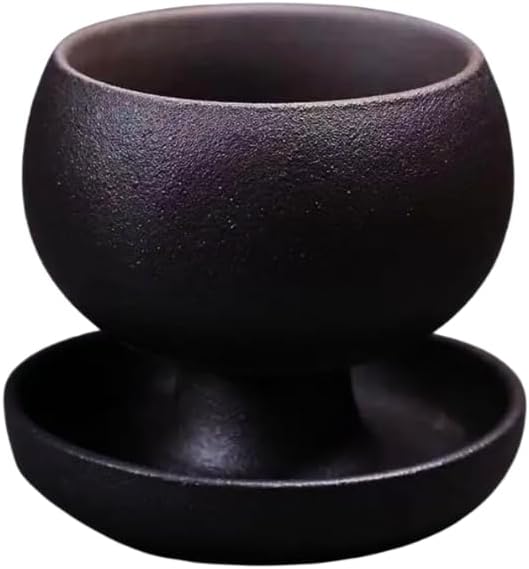 Liying Vintage Shine Ceramic Coffee Cup 100ml, Handmade Art design cup for coffee, Cappuccino, Tea (Black)