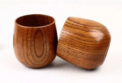 Liying 3Pcs Wooden Tea & Coffee Cup 125ml, Japanese Tea Cup Solid Wood Drinking Cup Teacup Glass for Milk, Hot Drinks