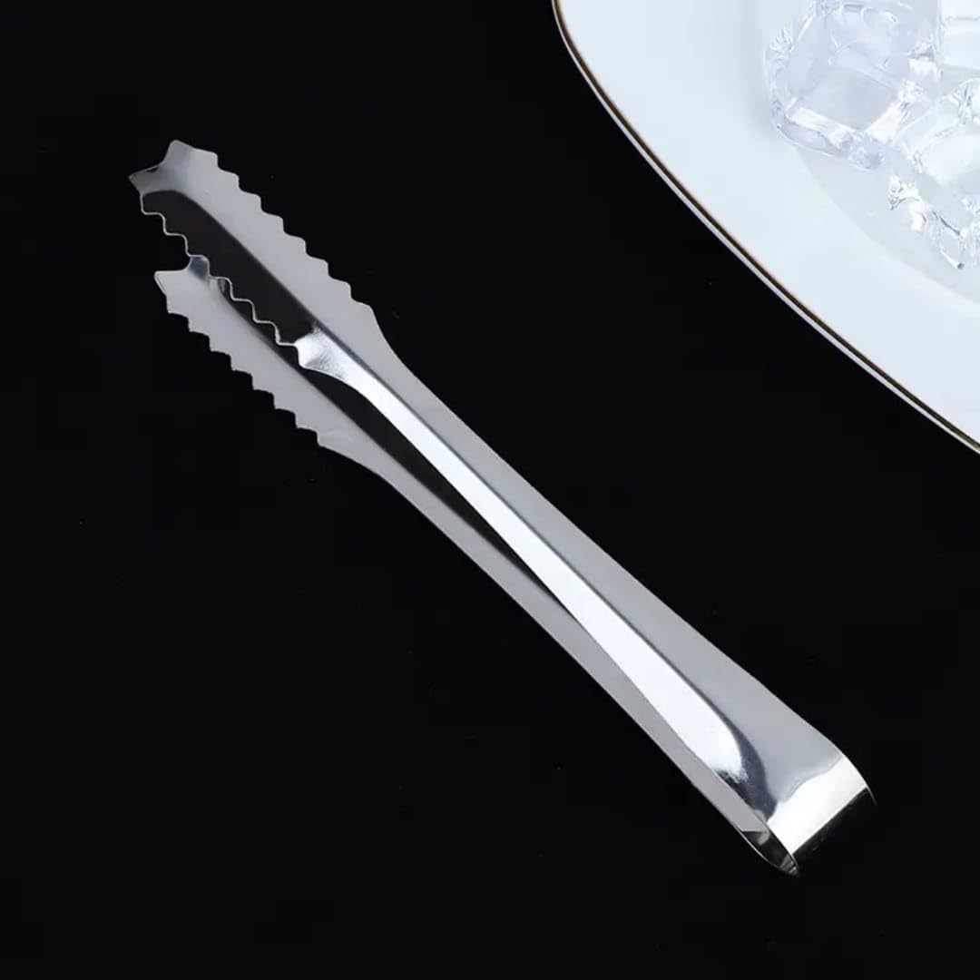 Liying 2Pcs Ice Tongs for Ice Bucket 15cm - Premium 18/8 Stainless Steel Ice Tongs with Teeth for Ice Sugar Cubes Tea Party Coffee Bar Serving