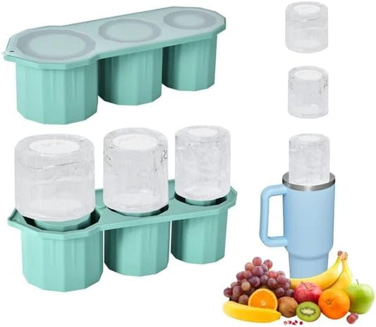 Liying Ice Cube Tray For Stanley Cup 30-40 Oz,Silicone Stanley Ice Mold For Stanley Cup,Cylinder-Shaped Stanley Cup Ice Mold With Lid For Drinks, Coffee (Multicolour)