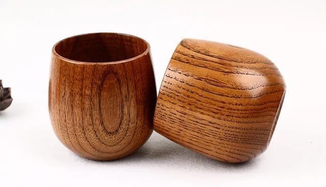 Liying 3Pcs Wooden Tea & Coffee Cup 125ml, Japanese Tea Cup Solid Wood Drinking Cup Teacup Glass for Milk, Hot Drinks
