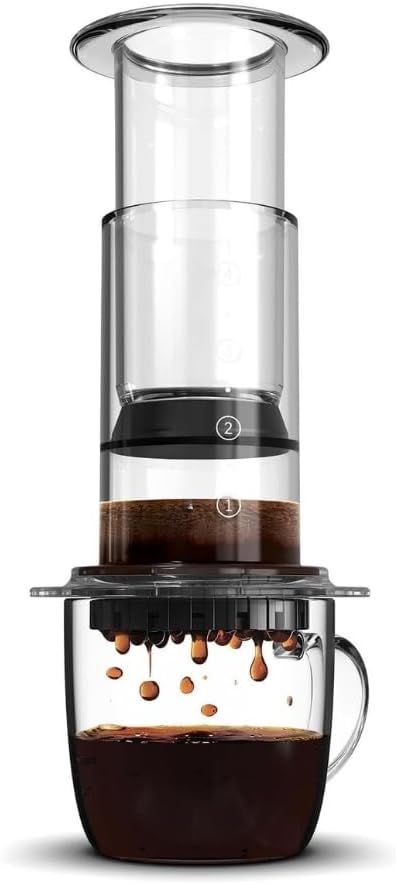 Liying CoffeePress Clear Coffee Press – 3 In 1 Brew Method Combines French Press, Pourover, Espresso, Full Bodied Coffee Without Grit or Bitterness, Portable Coffee Maker for Camping & Travel, Clear
