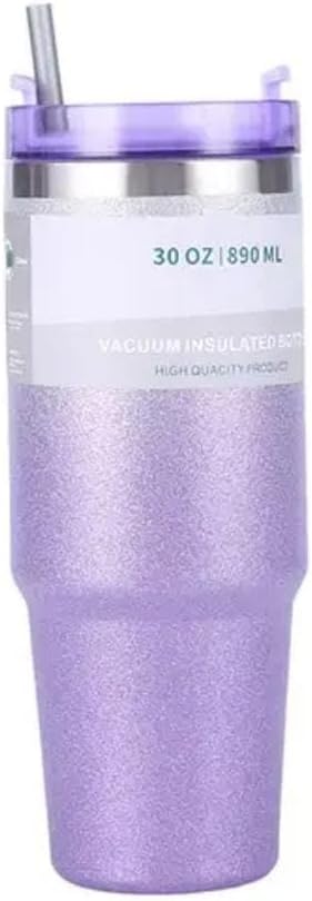 Liying 30 oz Tumbler with Handle, Stainless Steel Insulated Tumbler with Lid and Straw, Double Wall Vacuum Insulated Coffee Mug Tumbler,Insulated Coffee Thermal Cup for Cold and Hot (Purple)