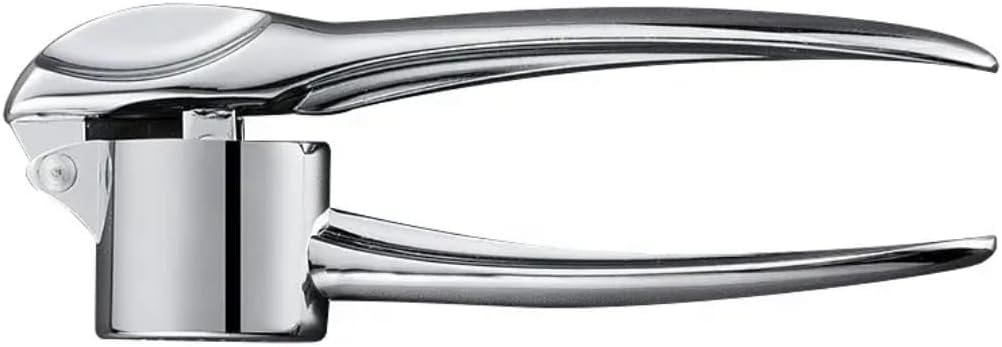Liying 1Pcs High Effective Garlic Press With Studs, Heavy Duty Garlic Mincer, Easy to Squeeze and Clean, Rust Proof & Dishwasher Safe, Ginger Crusher- Imperial Silver