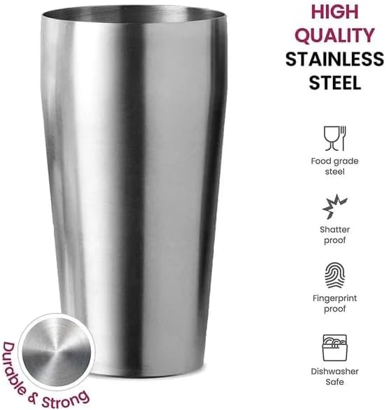 Liying Compact Cocktail Bartender Shaker 600ml, 23.5cmx 6cm, BPA-Free, Leak-Proof Design for bar, kitchen, home, Barista (Plain)