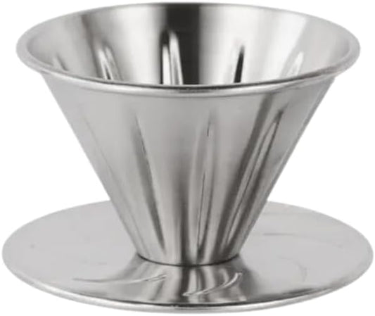 Liying 01Pcs- V01 Pour Over Coffee Dripper Stainless Steel without handle Metal Reusable Cone Coffee Filter Slow Brewing Accessories for Home Cafe Restaurants