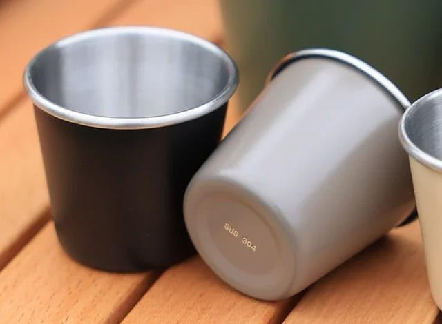Liying 4Pcs Stainless Steel Shot Cups (250ml), Espresso shot cup, Drinking Tumbler Vessel for Coffee, Cocktail, Beer, Whiskey Water Bar Home Restaurant