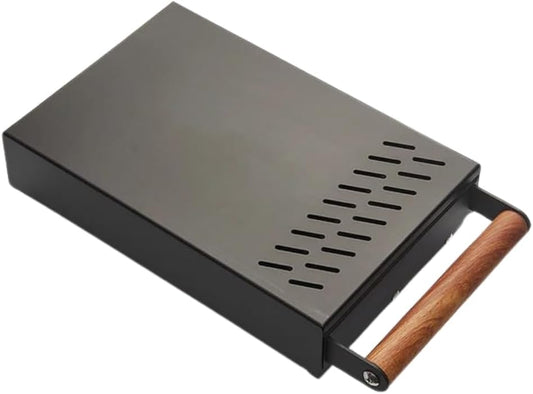 Liying Espresso Knock Box Drawer, Stainless Steel Coffee Grounds Container with Wood Handle, Removable Rubber Knock Bar and Non-Slip Base (Big)