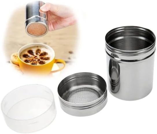 Liying 3Pcs Stainless Steel Coffee Shaker, Sugar Powder, Salt Pot Kitchen Seasoning jar for Kitchen, Coffeeshop, Restaurants, Home (B)