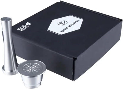 Liying Stainless Steel Coffee Capsules Reusable Filter Reusable Coffee Capsule Set - Includes Individual Capsules, Powder Press Hammer, Spoon Brush Ideal for home and cafe use.