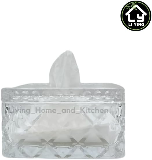 Liying 1Pcs Square Shape Crystal Tissue Box Glass for Table Top, Crystal Napkin Holder, Table Top Decor, Car Decoration Rustic Tissue Case #1