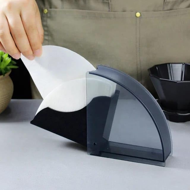 Coffee Filter Holder with Dustproof Cover, 50 Filters Capacity, for V60 and Cone Filters