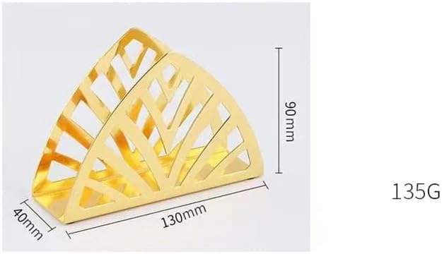 Liying Stainless Steel Triangle Napkin Holder, 13cm x 9cm x 4cm, Hollow-out Design for Kitchen, Dining (Gold)