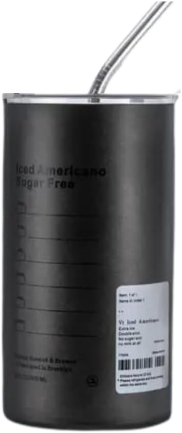 Liying 500ml Stainless Steel Coffee Tumbler with Straw and Lid Sealed Carry on, Iced Coffee Cup, Leak-Proof Tumbler Cup, Reusable Smoothie Mugs for Cold & Hot Drinks, Coffee, Tea (Black)