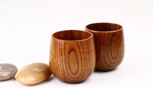 Liying 3Pcs Wooden Tea & Coffee Cup 125ml, Japanese Tea Cup Solid Wood Drinking Cup Teacup Glass for Milk, Hot Drinks